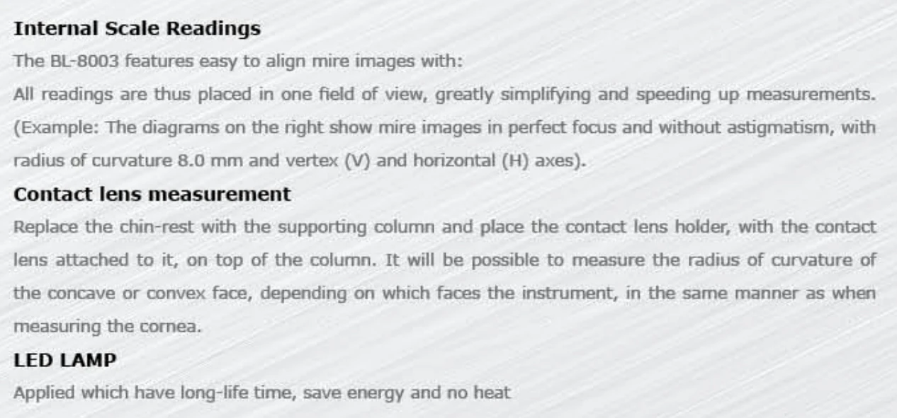 BL-8002 China Ophthalmology Ophthalmic Equipment Eye Exam Keratometer/Cheap Keratometer/Manual Keratometer