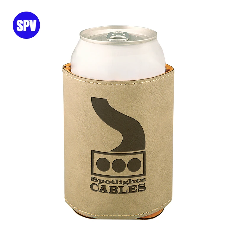 custom logo Neoprene PU Leather Beer Can stubby holder Cooler koozy drink coozies