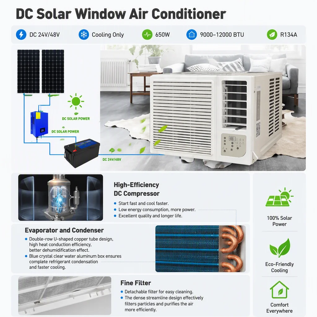 Solar Air Conditioner, 24V, 48V, 1HP - detail 4