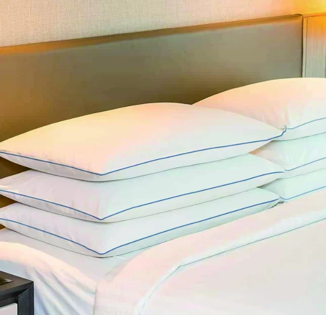 Flat Soft Custom Pipping 2 Pack 90% Duck Feather Filling Thin Type Sleeping High Quality Hotel Bed Rest Pillow for Sale