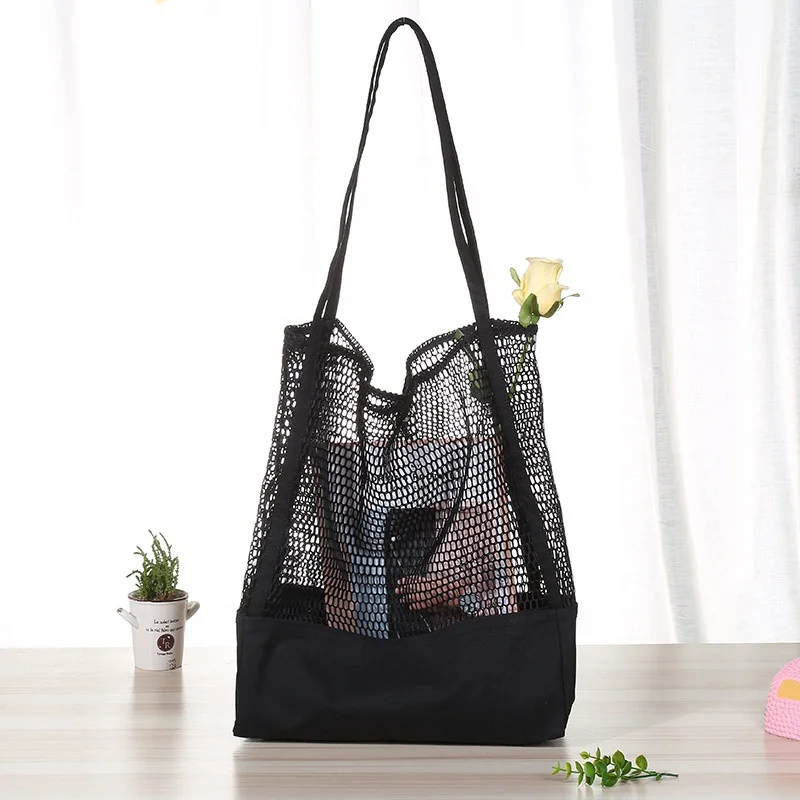 Fashion Eco Friendlycasual Fruit&grocery&shopping Or Storage/beach Reusable  Net Fabric Cotton Canvas Mesh Tote Bag - Buy Canvas Mesh Tote Bag,Grocery