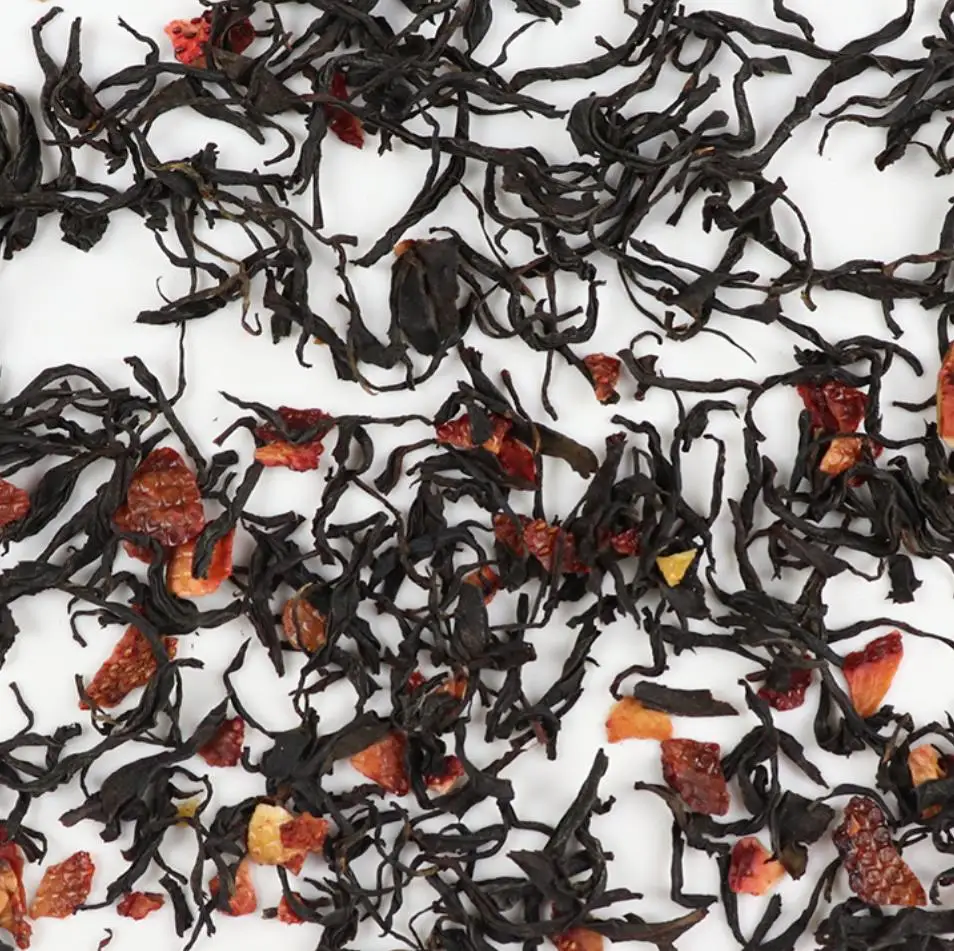 Wholesale Blended Ceylon Black Tea Leaf Mixed Strawberry Fruits