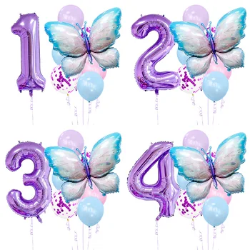 4D Schmetterling Luftballons Aus Folie – 2 Stück Lila-blau, Für Geburtstag, Hochzeit & Deko, Aluminium-Folienballon