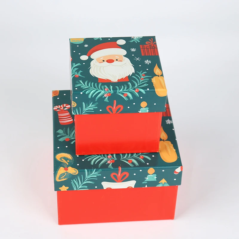 Fabrikksalg i større mengder – tilpasset julegavepakking med stiv bunn og lokk, matt laminert papirboks med präge- og trykkutforming for jul