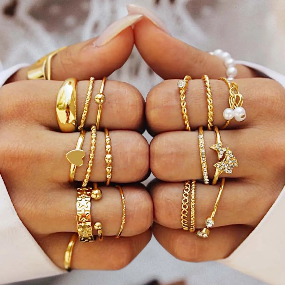 Boho Smaragd Schlange Ring Set – Goldfarbene Stacking Ringe Mit Kristall, Vintage-Look Für Frauen