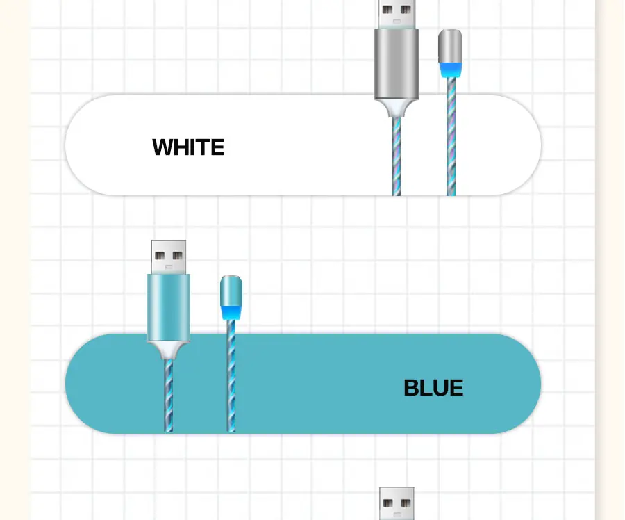 Hot Selling Flowing Light Charger Cable Data Cable 3 In
