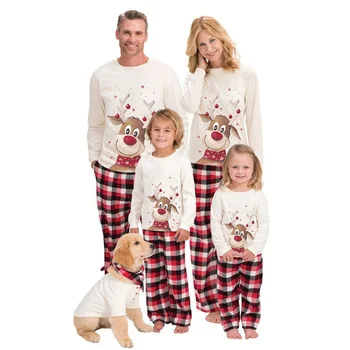 Christmas Chronicles Similar Hot Sika Deer Printed Lovely Christmas Onesie Pajamas for Family and Pet