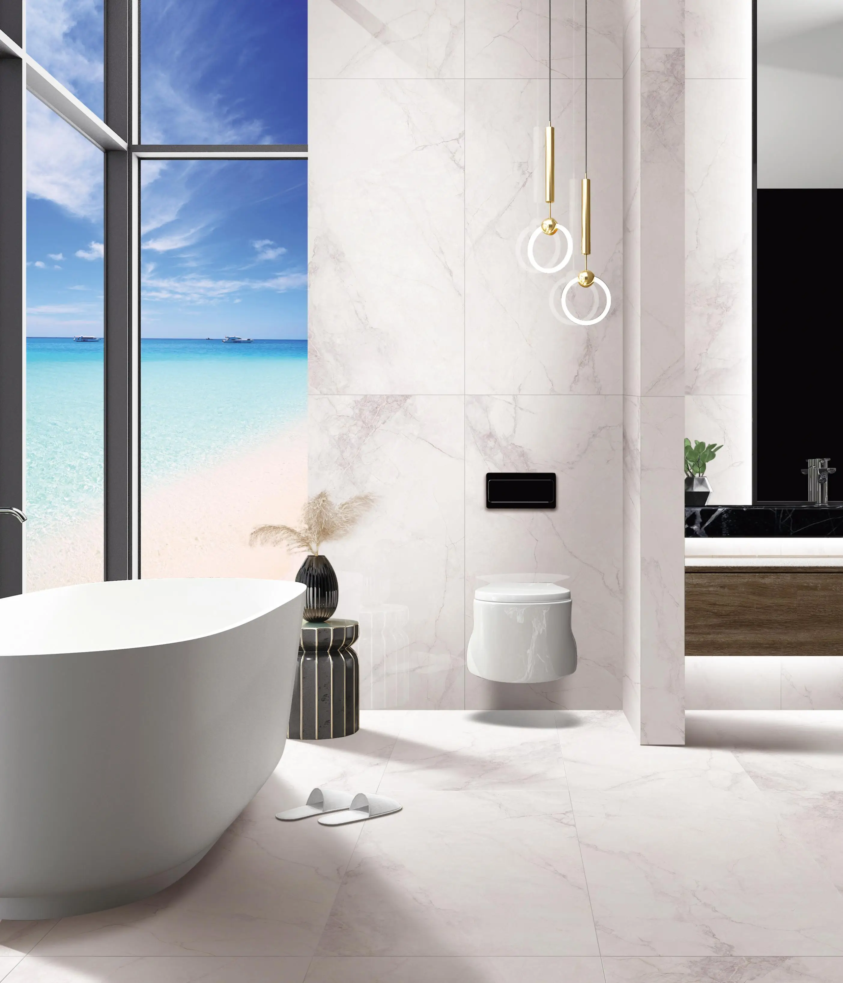 卸売白大理石艶出し外観スラブタイル600*1200磁器床壁タイル