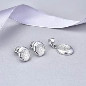 Fashionable 925 Sterling Silver Engagement Jewelry Set Aaa Cubic Zirconia Rhodium & Gold Plating Necklace Earring Sets for Women