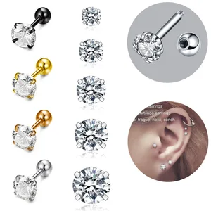 Handmade Customize Size Piercing Earrings Titanium Zircon  18k Gold Rose Gold Piercing Jewelry