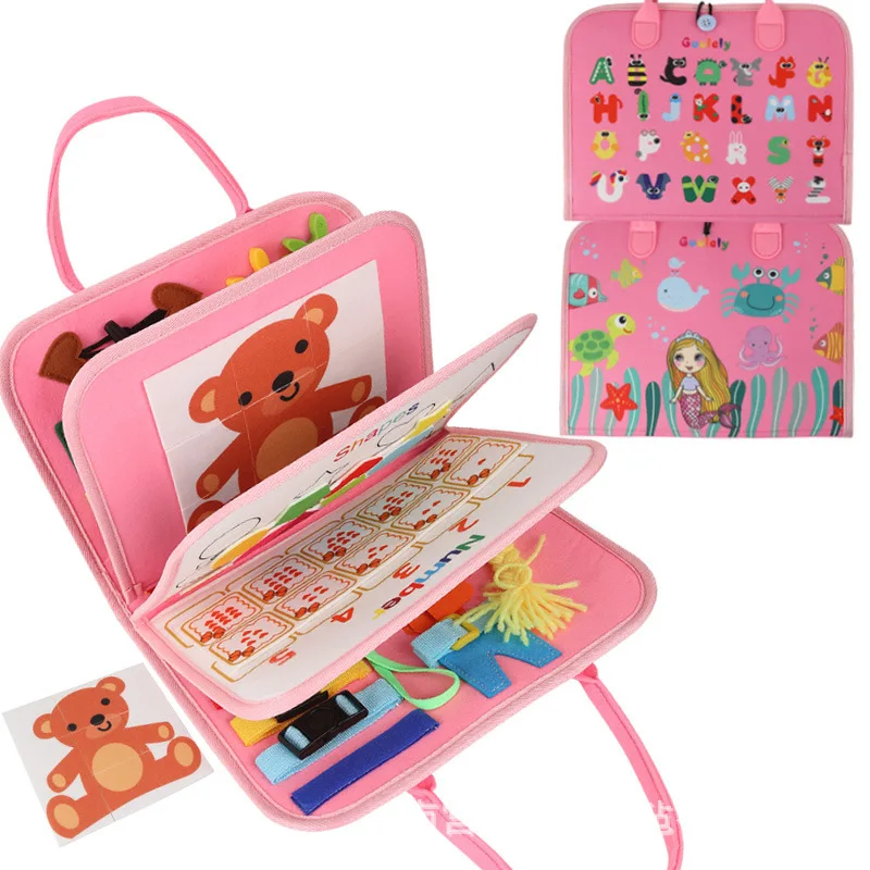 Hotsale Activity Board Montessori Kids Felt Busy Learning Basic Dress Skill Educational Travel Baby Sensory Toys
