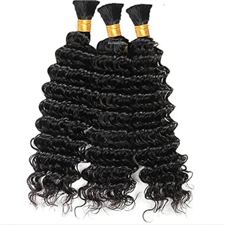 Capelli umani sfusi a onde profonde per intrecciare, estensioni per capelli brasiliani Remy, micro trecce da 100 g_voghion.com