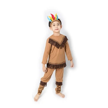New Fashion Polyester Halloween Cosplay Unique Carnival Indian Boy Costumes