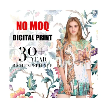 Wholesale NO MOQ Custom Design Floral Digital Print 100% Cotton Fabric For Dress