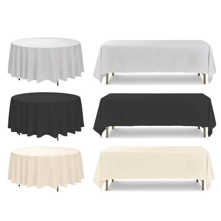 Wholesale custom round rectangular stretch polyester linens table cloth tablecloths for wedding hotel