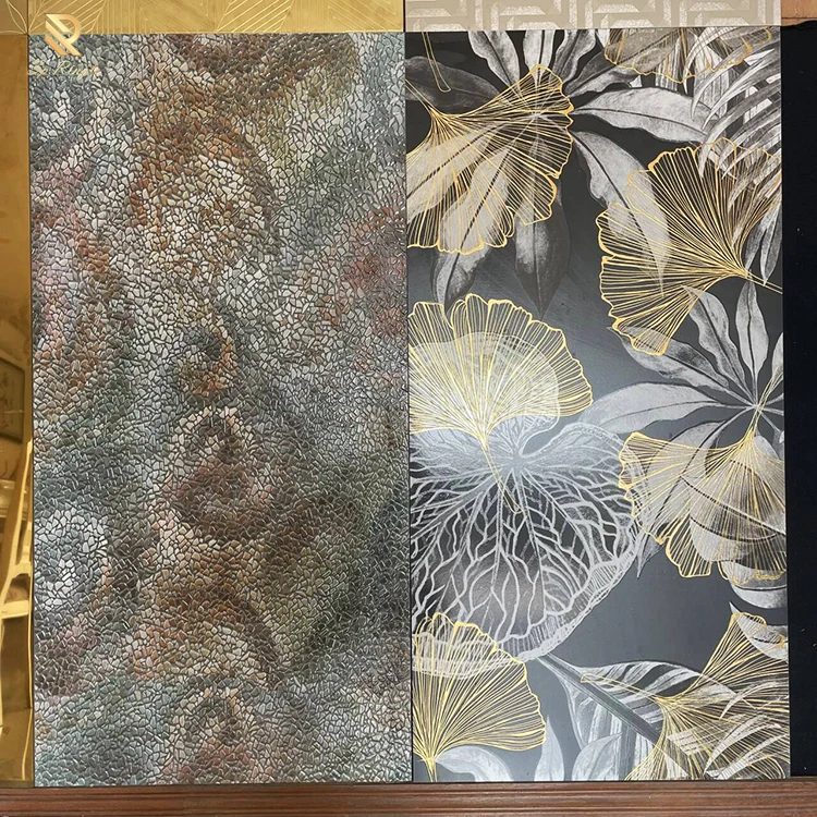 3D Texture Golden Maple Leaf Customized Tile Interior Design Living Room Wall Background Matte Decorative Floor Porcelain Tiles