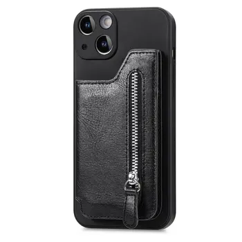 Straight Edge Fashion Wallet Phone Case Silicone Velvet Phone Case Bracket Zipper Wallet Change Clip Protective Case