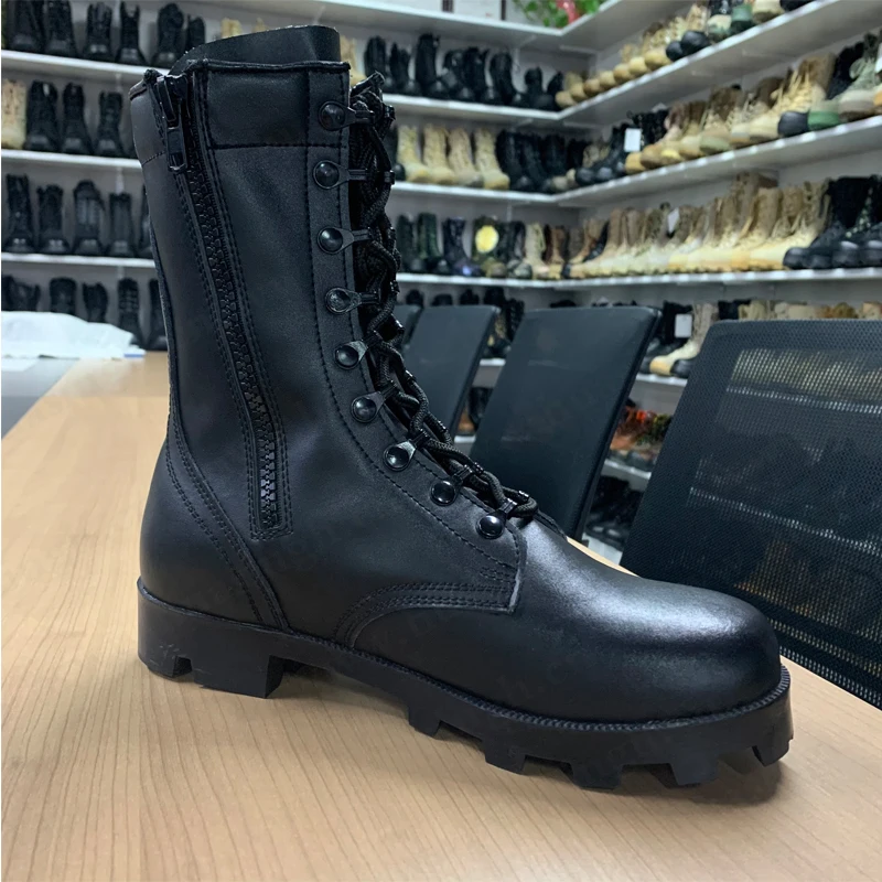 Fcl-botas Militares Antigolpes De Cuero De Vaca Genuino,Con Cremallera  Lateral,Sin Marcado,De Combate,Hsm095 - Buy La Genuino Cuero De Vaca  Anti-shock Botas Militares,Botas Militares Con Cremallera Lateral,No-marca  Botas De Combate. Product on Alibaba.com