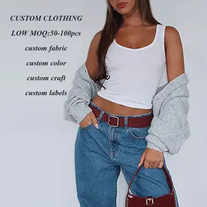 2026 Summer Hot Selling Lady Ribbed tank Top Tshirts Custom Logo Sexy U Neck Women Sleeveless Skinny Fitness Vest tank Crop Top