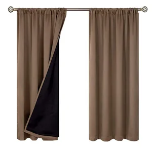 100% Blackout Polyester Cheap 2 Layer Hotel Blackout Lining Fabric Curtain