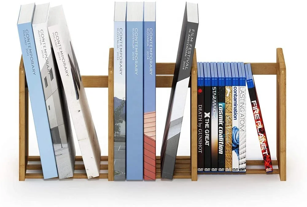 Оптовая продажа, Регулируемая Вешалка для книг из натурального бамбука