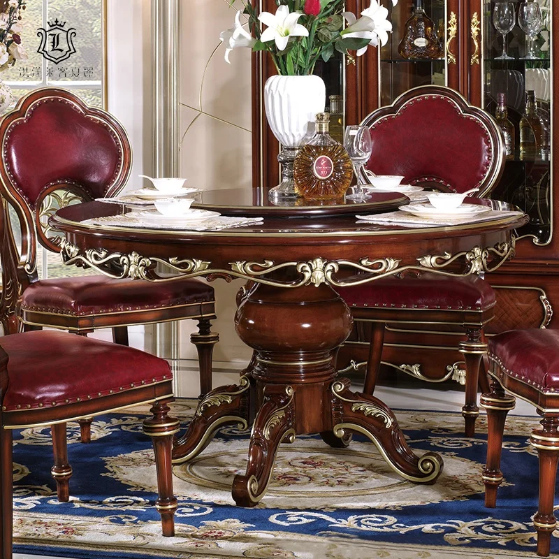 Italian Antique Dining Table Set 6 Leather Chairs Buy Dining Table