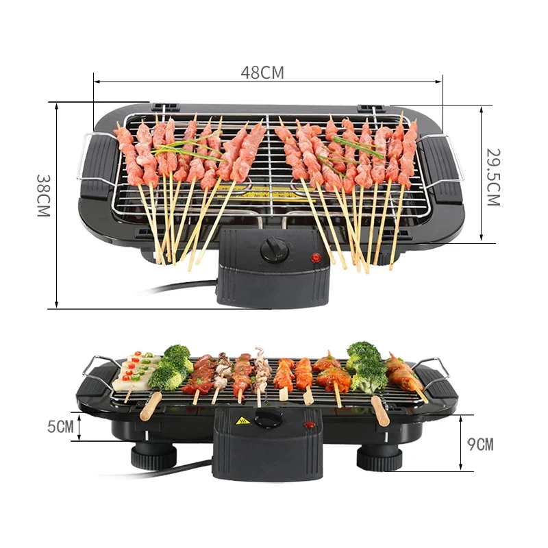 Electric BBQ Grill - Smokeless Griddle with Hot Pot Table