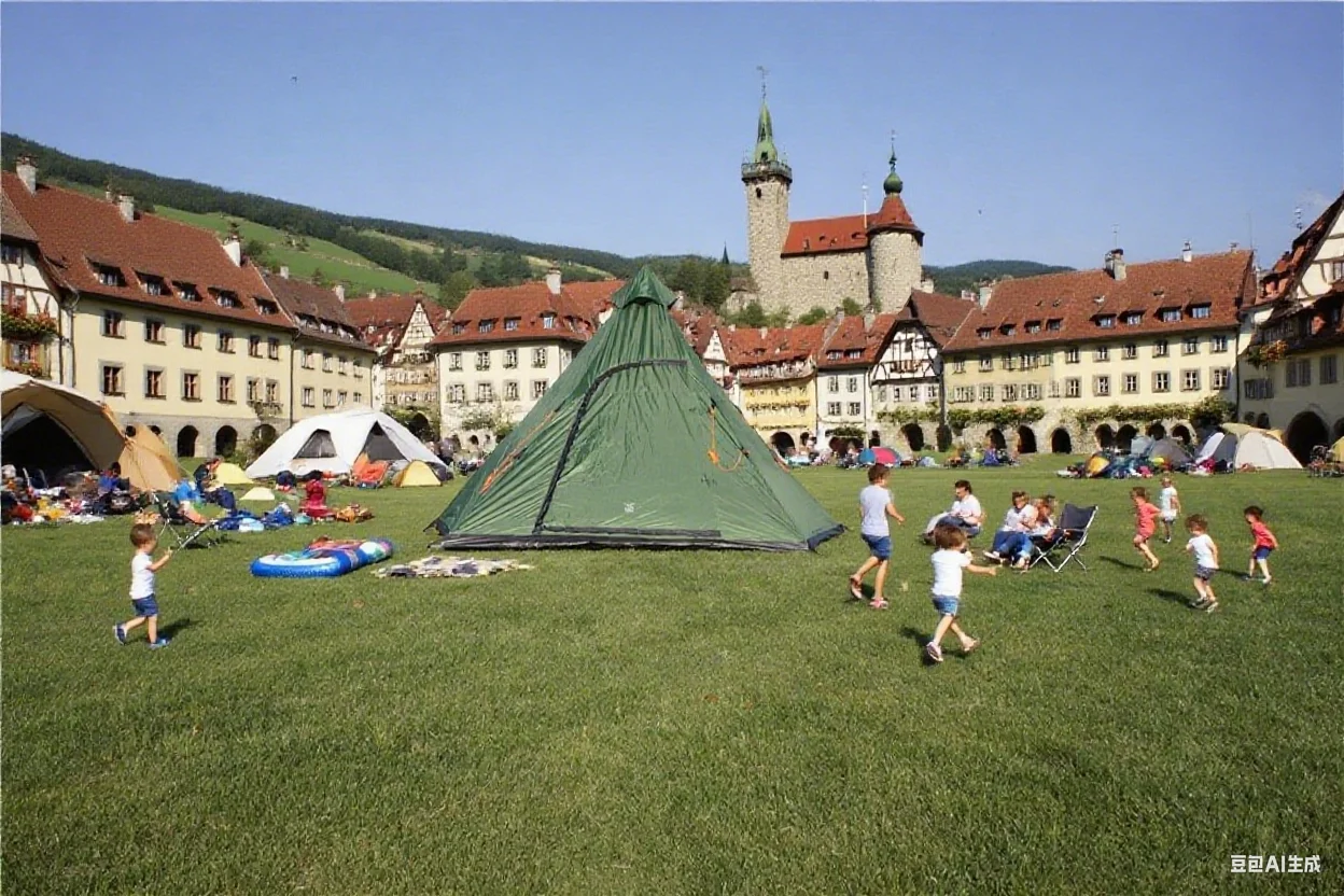Outdoor Pyramid Camping Tent - Large Space, Waterproof & Windproof for Family Camping Trips