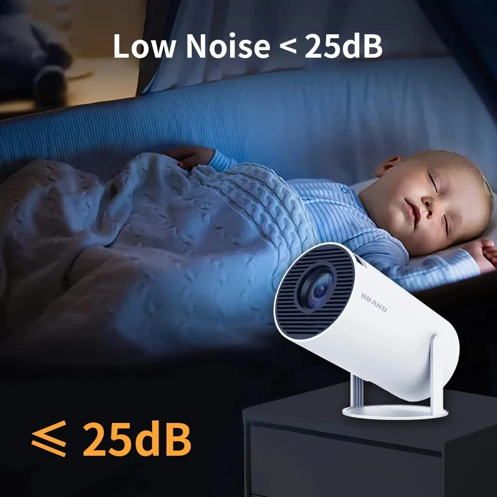 HY300 HiFi 4k安卓11户外便携式手机液晶投影仪，带Wifi6智能迷你影院投影仪发光二极管灯