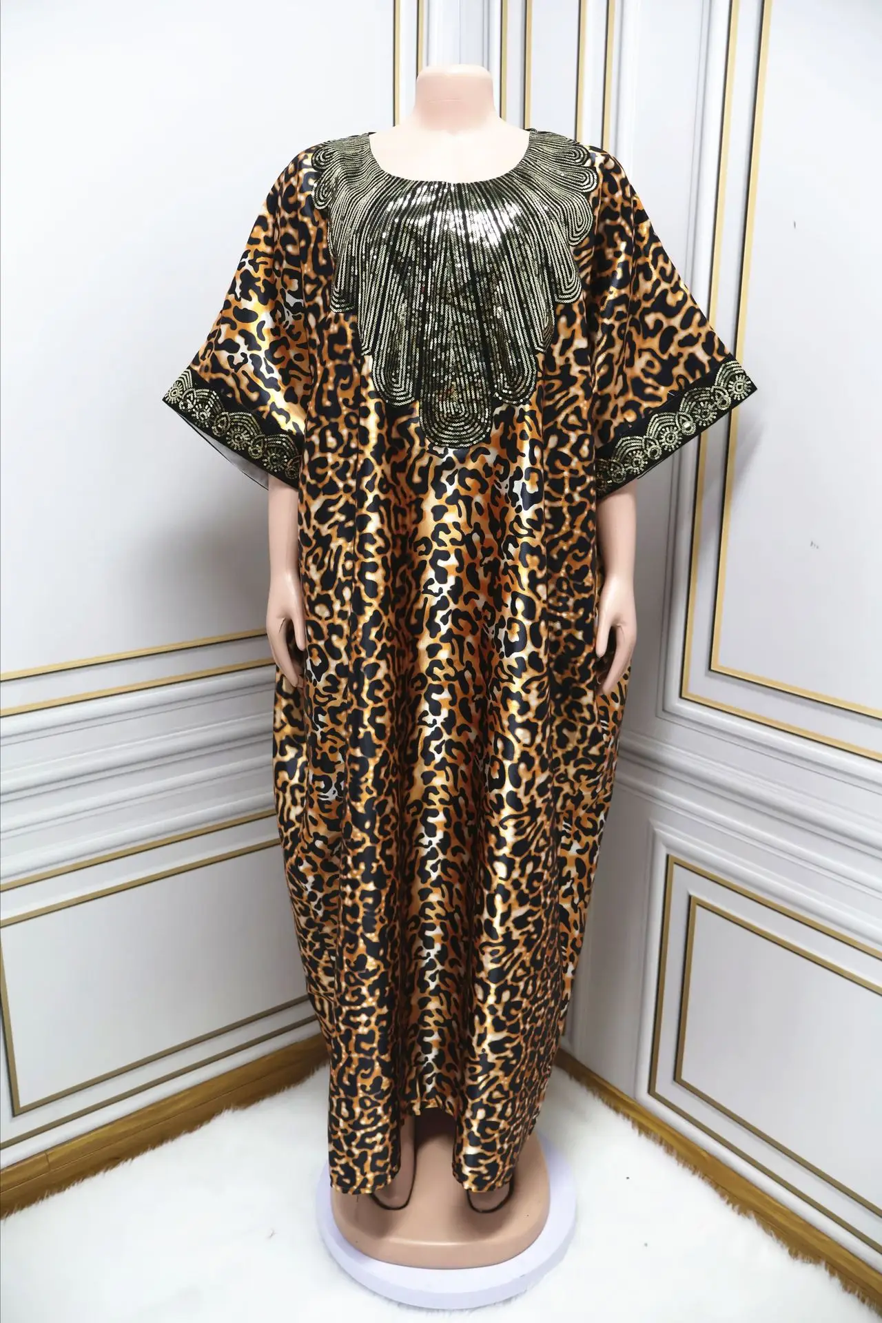 chinese dress ladies Maxi Dress for Women Leopard Print Button Down Long Sleeve Long Dress  Casual Loose Maxi Dresses with Pockets (Coffee,S) at Amazon Women's Clothing  store main image 0