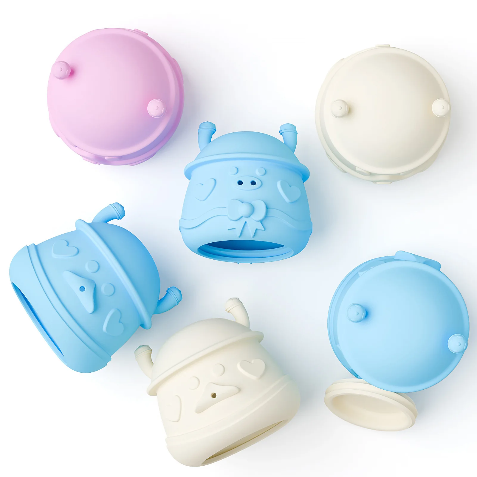 Small Silicone Toy Set, Suitable for Infant Education Bath Toys, Suitable for Manually Driven Bath Fun