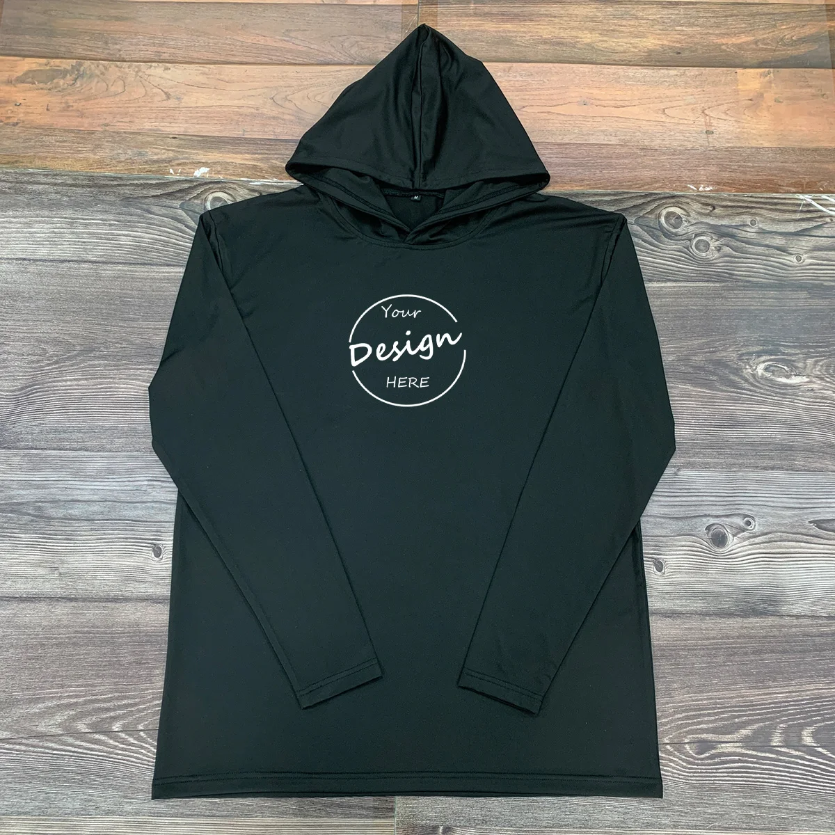 JL33E Lightweight Blank Long Sleeve Quick Dry Black Hoodie Fishing Shirts