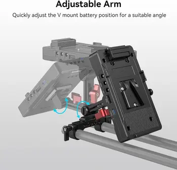 SMALLRIG V Mount Battery Adapter Plate with 15 mm Rod Clamp and Adjustable Arm, for Sony for Canon Cameras & Camcorders-3204B detail image