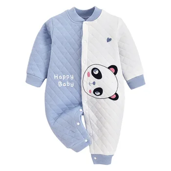 Baby Onesie Winter Cotton Cartoon Printing Warm Pajamas Winter Baby Clothes Long Sleeves