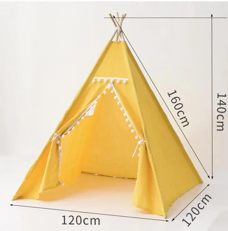 Детская игровая палатка в полоску с четырьмя палатками, домик из индийского холста, игровой домик для детей, вигвам, игрушечная палатка