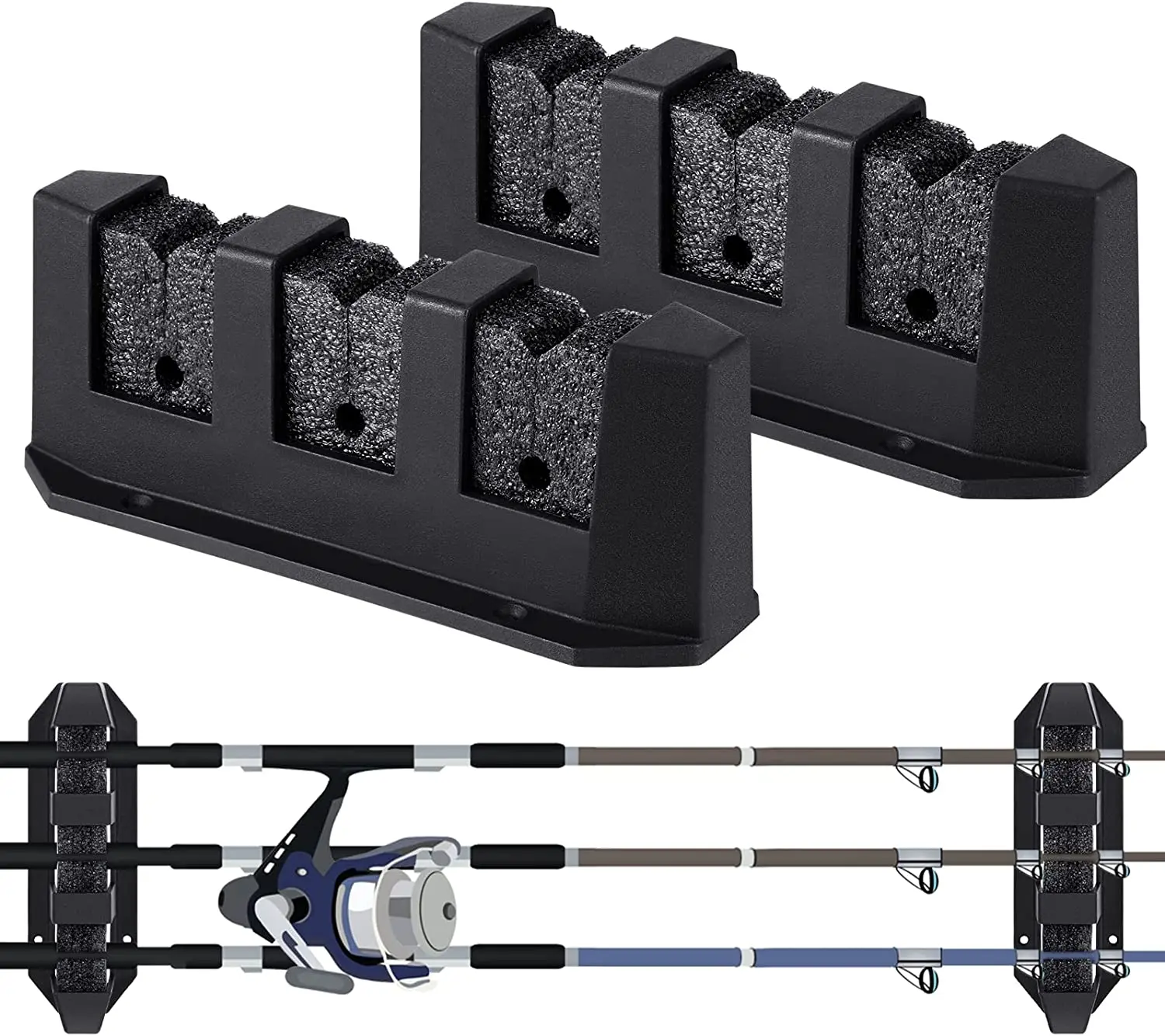 3 Rod Wall Mount Fishing Rod Display Rack with PP Plastic and Pearl ...