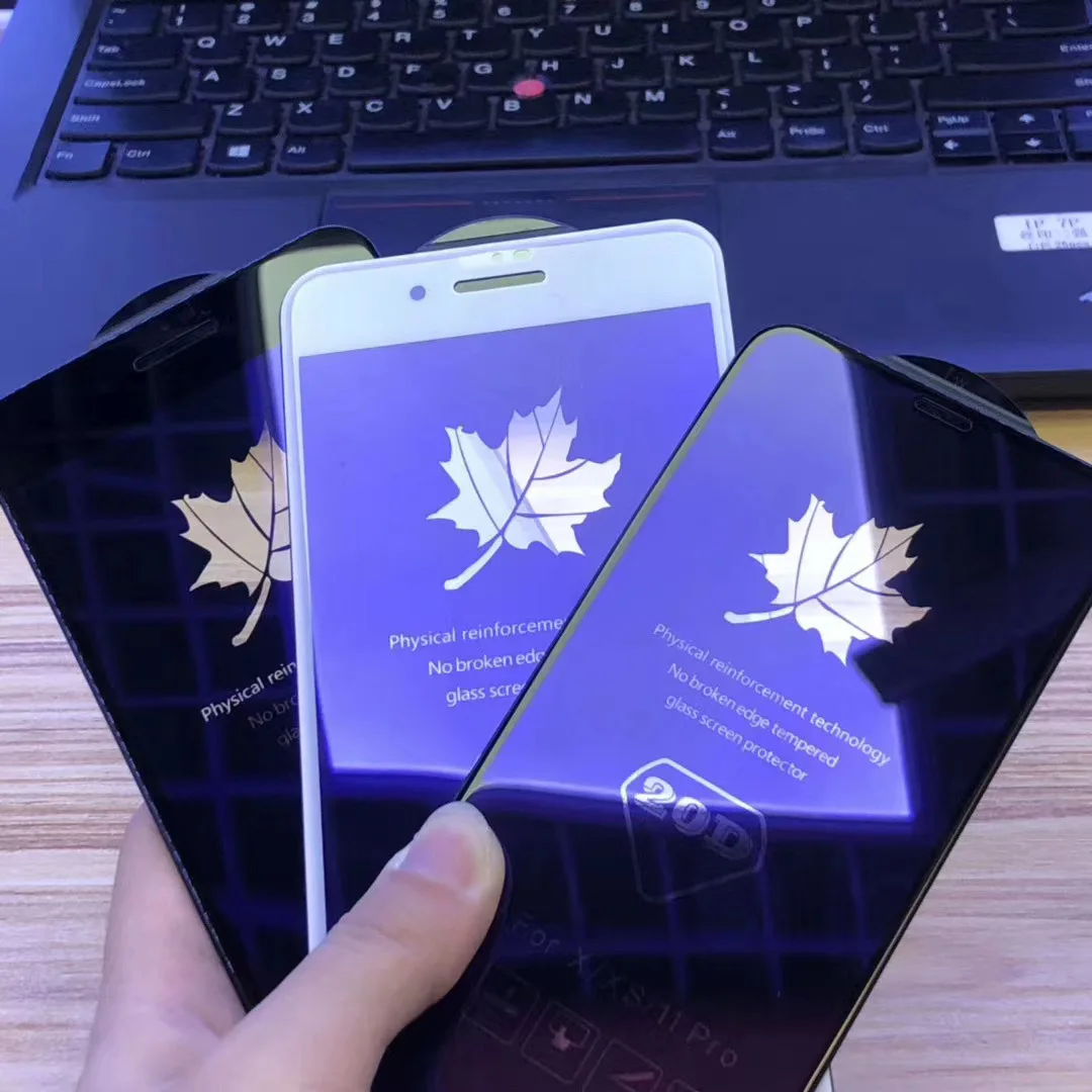 Purple Light Large Arc 20d Tempered Glass Film For Iphone 13 12 11 Pro Max Mini Xr X Screen 1487