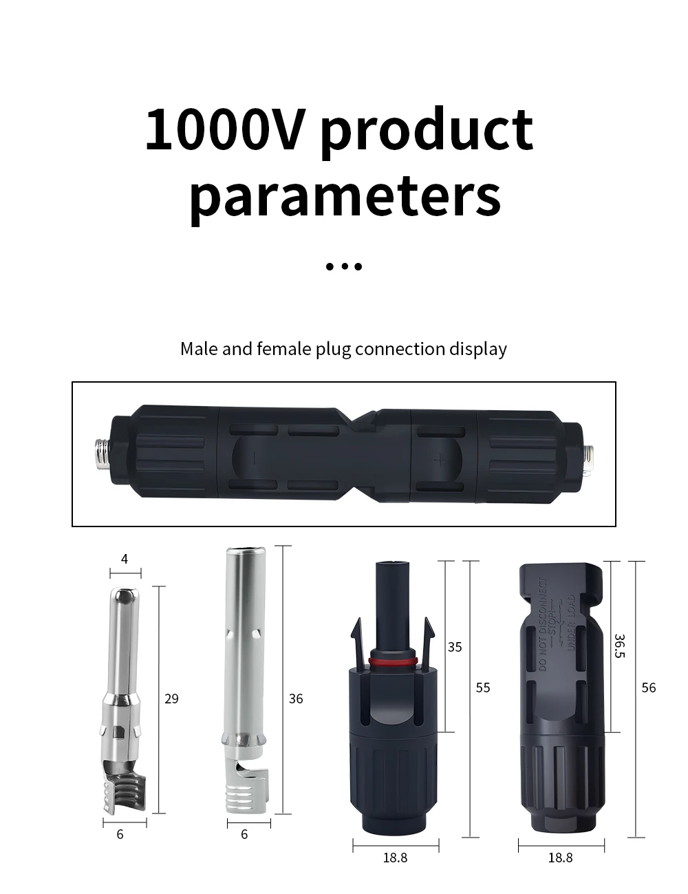 TOMZN 1000V 32A Two sets of Solar Connectors Panel Branch PV Photovoltaic Board Terminal Box Inverter Waterproof Anti-fuse