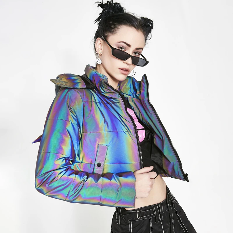 holographic crop jacket