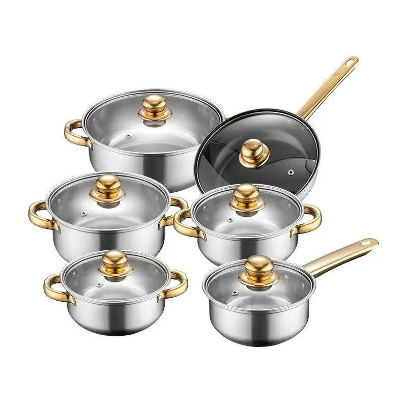 Newest Promotion Cooking Pot Set Stainless Steel Cookware 12pcs Kitchen Cookware Sets