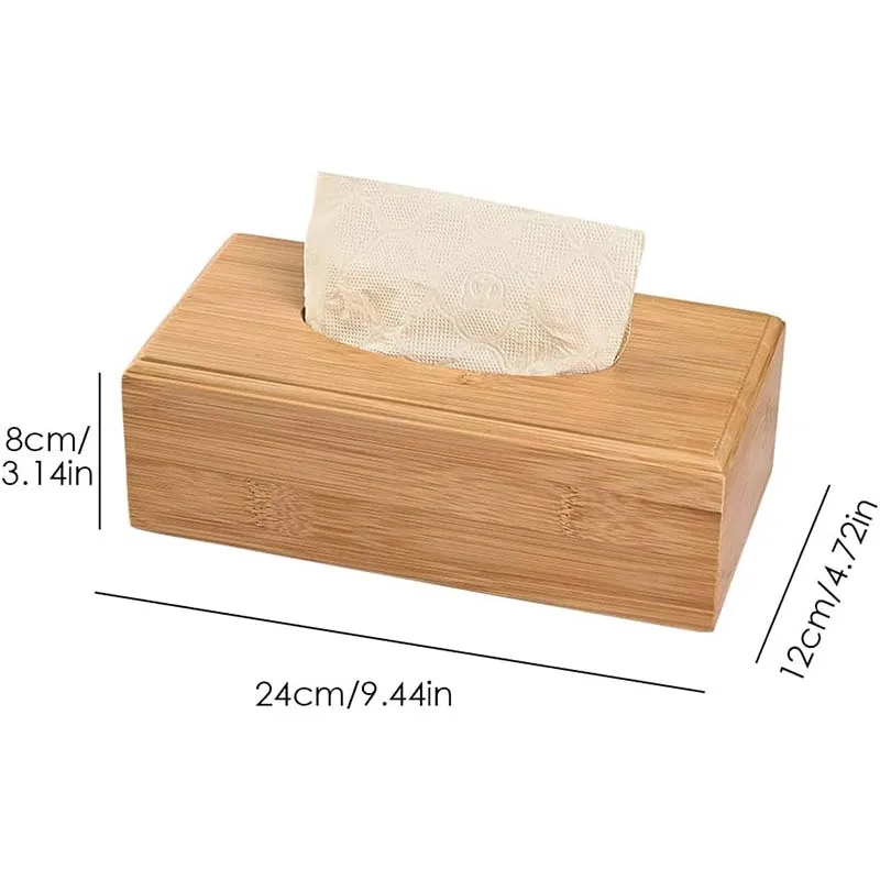 Bamboo Wooden Tissue Box Modern Rectangular Natural Wooden Towel Box