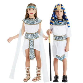 Amazon Carnival Halloween Cleopatra Outfit Cosplay Kids Nile Egyptian Pharaoh Prince Princess Costume