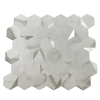 Self Adhesive Modern mural Wholesale SPC peel and stick hexagon wall white mosaic tiles A455072