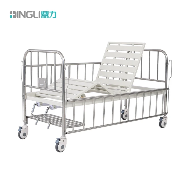 Dingli Manual Stainless Steel Children Kids Bed With 2 Cranks Two Function Hospital Beds For Babies Medical Bed