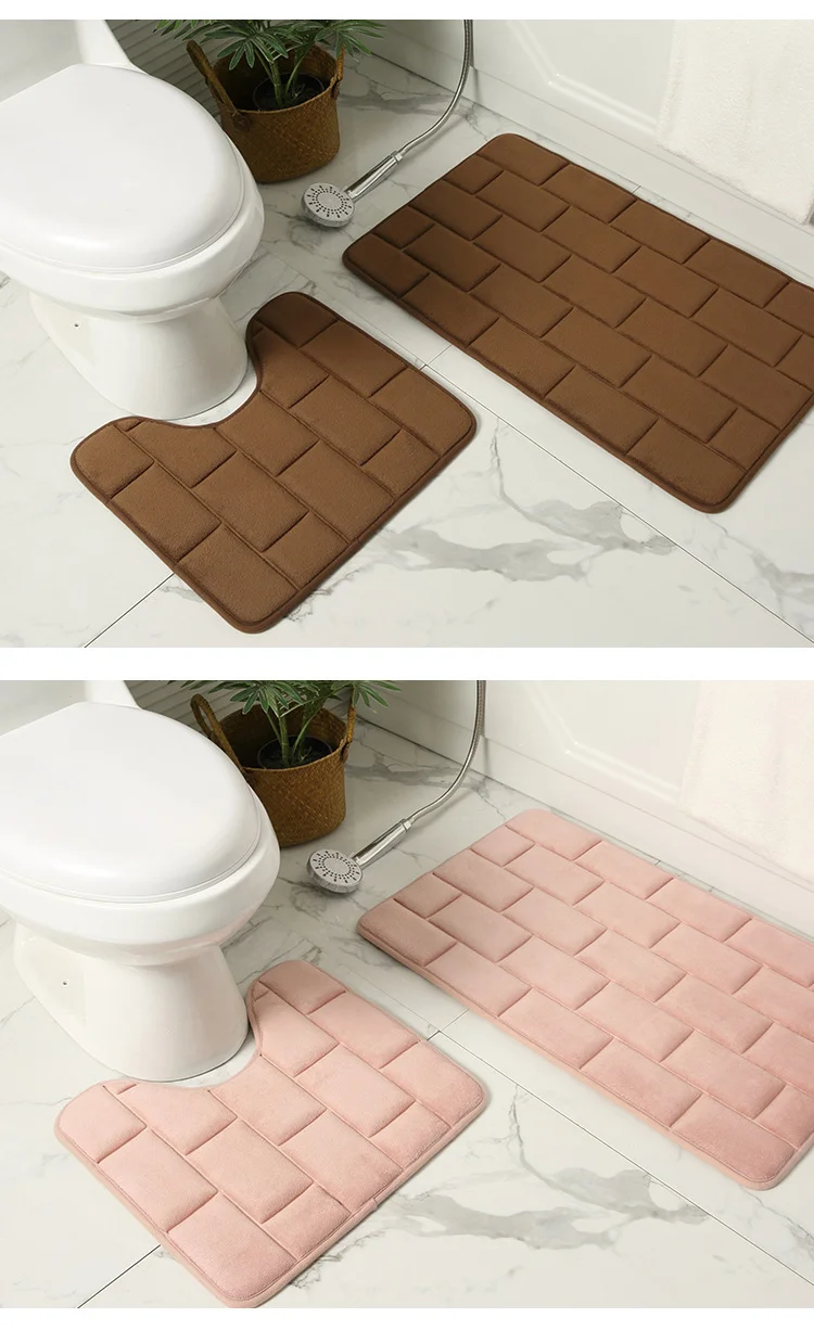 Bath Mat Set 2 Pieces Bath Rug Sets Toilet Floor Anti-Slip Bathroom Mat details