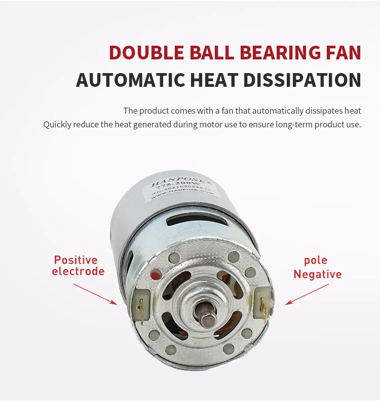 product 775 150w 12000rpm 12v high torque  motor with two ball bearing rated for cnc milling machine spindle motor lawn mower dc motor-7