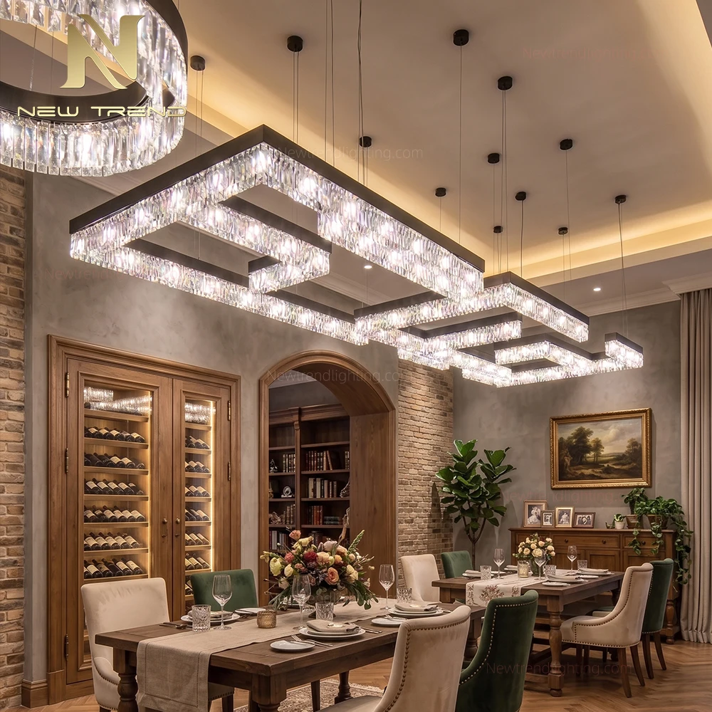 CPL-515 Custom Sculptural Crystal Chandelier: Bespoke Flush Mount LED Lighting Manufacturer for Luxury Restaurants