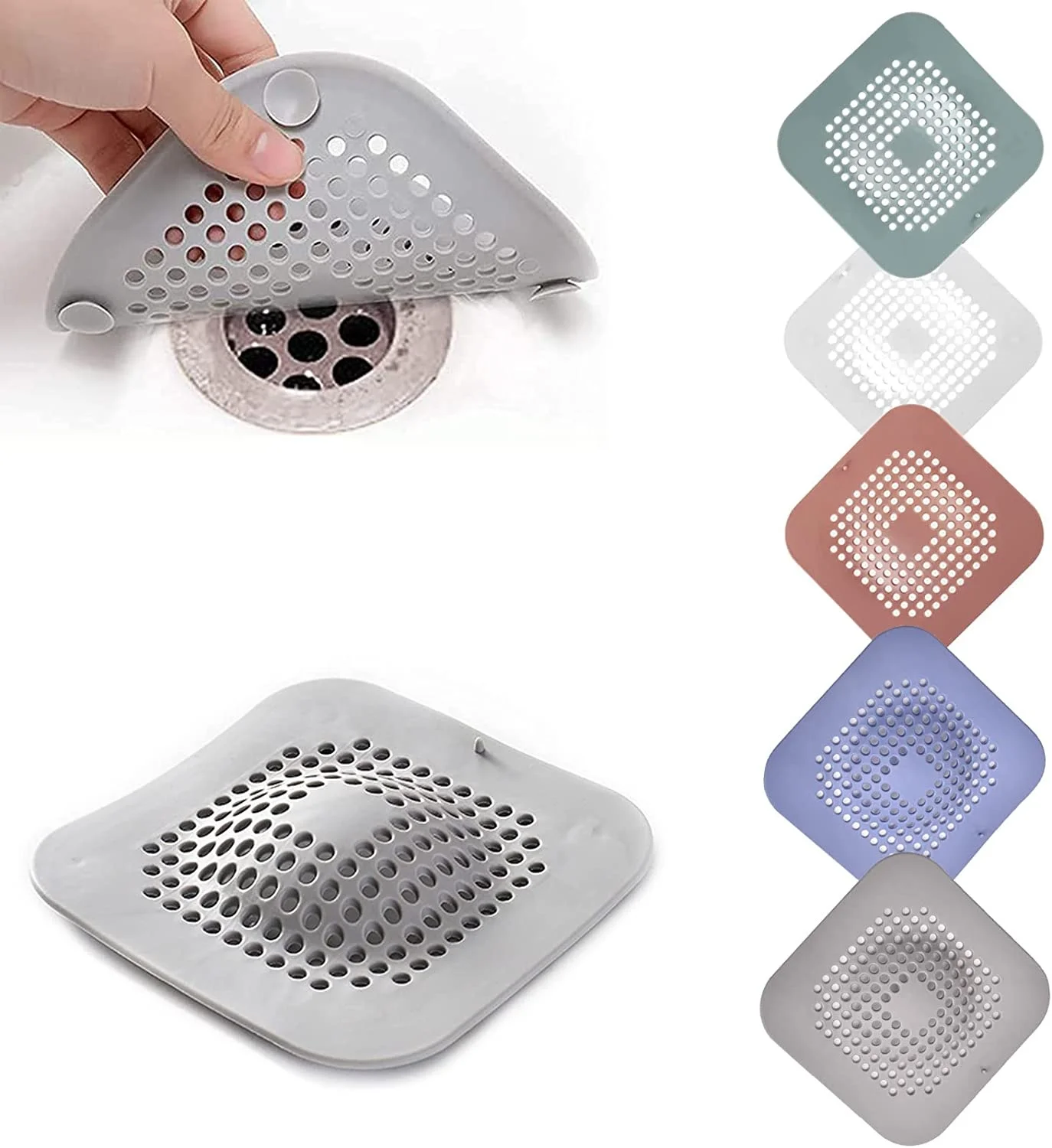 Durable Silicone Wool Plug Shower Drain Cover Bathtub Drain Protector Hair Receiver Kitchen Sink Screen Suction Cup