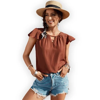 New Design Fashion Casual Plain Simple Style Women Blouse and Shirt Ladies Clothing Top