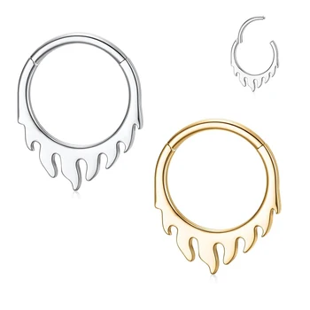 Titanium F136 Hinged Segment Septum Clicker Ring Nose Hoop Ear Cartilage Tragus Daith Clicker Earrings Body Piercing Jewelry